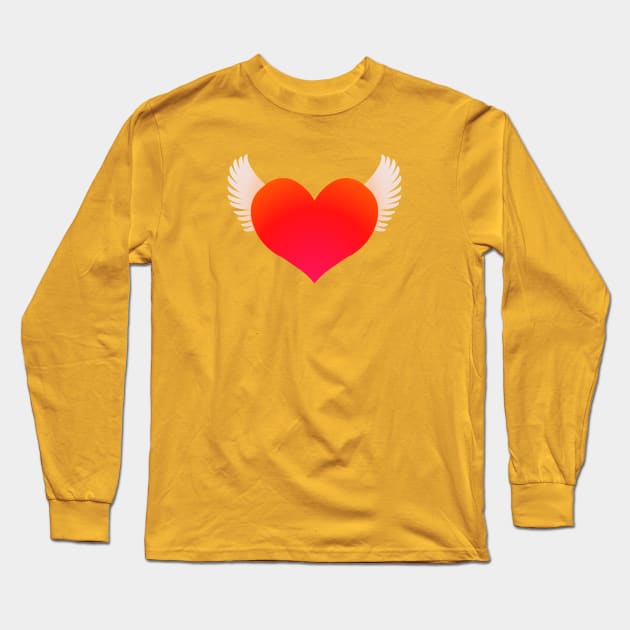 Heart on Wings - RED Long Sleeve T-Shirt by RawSunArt